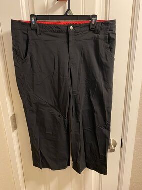 Vintage Eddie Bauer 14 Pants Black Athletic Stretch Sweatpants Capri Length